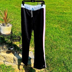 Nike Track pants black w/ white & pink striping Sz L (12/14)